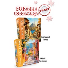 2 Adet 1000 Parça Puzzle- Eski Istanbul Sokağı ve Akdeniz Merdivenleri