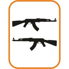 ''keleş AK47'' 2 Adet Sağ ve Sol Oto Sticker 30X10 cm Siyah