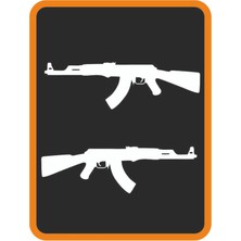 ''keleş AK47'' 2 Adet Sağ ve Sol Oto Sticker 20X6 cm Beyaz