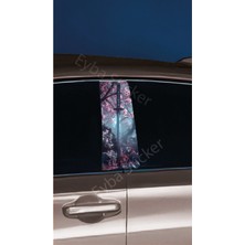 Araç Kapı Direk Kaplama Folyosu Kırmızı Kurufa Desenli DRK21 (Sağ Sol Takım) (2 Adet)- 22X50 cm