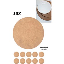 Ahşap Supla 10 Adet 30 cm Yuvarlak Tekyüz Beyaz (Çocuk Yaz-Sil Boyanabilir Kara Tahta Oyuncak)