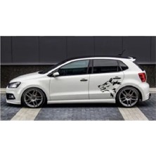 Araç Yanı Modifiye Kurt Kafası Sticker Yapışkan Golf Polo Opel Honda Bmw