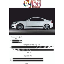Marşpiyel,kaput,yan Ayna Oto Sticker - Araba Sticker - 5 Parça- 180X10 CM,90X20CM,20X2,5CM Sport 3