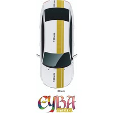 3 Parça Çift Şerit Oto Sticker - Araba Sticker - 20X120 cm (2 Adet) 20X100 cm (1 Adet)