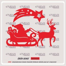 Noel Baba Geyikler Yılbaşı Sticker Süs Cam Yapıştırma