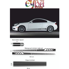 Marşpiyel,kaput,yan Ayna Oto Sticker - Araba Sticker - 5 Parça- 180X10 CM,90X20CM,20X2,5CM Sport1
