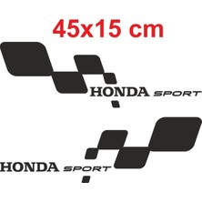 Honda Sport Sağ ve Sol 2 Adet Oto Sticker, Siyah Renk, 45X15 Cm, Araba Sticker,