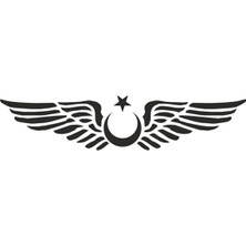 Ay Yıldız Kanatlı Türk Bayrağı Oto Kapı Cam Kaput Sticker - 30CM