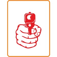 Silah Tutan El Oto Sticker Motor Sticker 15X10 cm Kırmızı