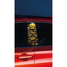 Araç Kapı Direk Kaplama Folyosu Sarı Kurufa Desenli DRK13(SAĞ Sol Takım) (2 Adet) - 22X50 cm