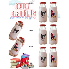 6 Adet Sızdırmaz Kırmızı Kapak Cam Süt Meşrubat Parti Doğum Günü Şişesi Suluk 250ML