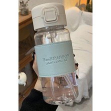 500 ml Pipetli Plastik Su Şişesi(Deri Kaplamalı Taşınabilir Sızdırmaz Öğrenciler Uygun)