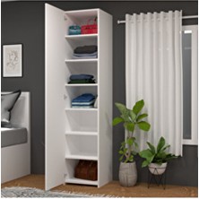 Retro-1 Çok Amaçlı 7 Raflı Tek Kapaklı Gardırop Beyaz