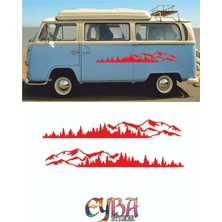100X17 cm 2 Adet Dağ Manzara Off Road Kamp Sticker Oto Sticker Araba Sticker Karavan Sticker