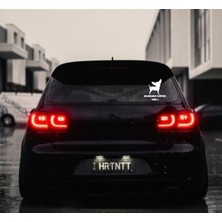Arabada Köpek Var Beyaz Sticker