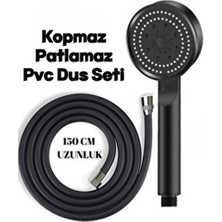 Suvia Şık Tasarım 5 Fonksiyonlu Siyah Duş Seti PVC Hortumlu Su Tasarrufu Yüksek Basınçlı Plastik