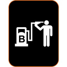 Depo Kapağı Benzin Oto Sticker 14X10 cm Beyaz