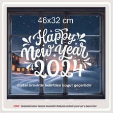 Hapy New Year 2024 Yılbaşı Sticker Süs Cam Yapıştırma - Oto Sticker - Karavan Sticker