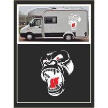 Goril Sticker 62*45CM 1 Adet Kong Kafatası - Oto Sticker - Kamp Sticker - Karavan Sticker
