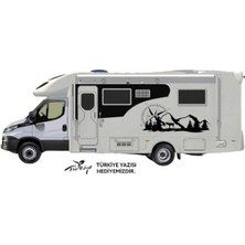 Pusulalı Dağ Karavan Sticker Kamp