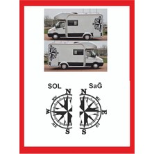 Pusula 2 Adet 74*43CM Sağ-Sol Oto Sticker -Karavan Sticker- Kamp Sticker