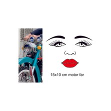 Motor Komik Göz Dudak Sticker 15X10CM 1 Adet