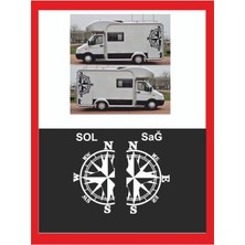 Pusula 2 Adet 48*28 cm Sağ-Sol Oto Sticker -Karavan Sticker- Kamp Sticker