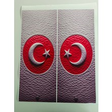 Araç Kapı Direk Kaplama Folyosu Bayrak Deri Desenli DRK29 (Sağ Sol Takım) (2 Adet) - 22X50 cm
