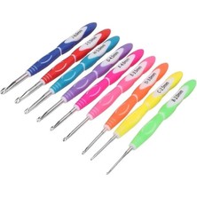 Örgü Tığ Seti Gümüş Uçlu Fosforlu Renkli 9'lu