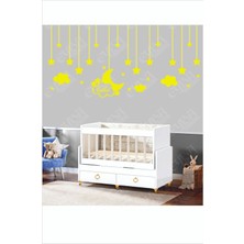 Bebek Odası Çocuk Odası Sticker 65 Parça Kişiye Özel Isimli Ay Yıldız Bulut Sticker