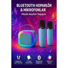 Omaze Mikrofonlu Karaoke Bluetooth Hoparlör Rgb LED Işıklı 5 Efektli Ses Bombası