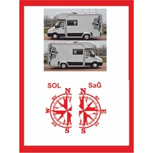 Pusula 2 Adet 48*28 cm Sağ-Sol Oto Sticker -Karavan Sticker- Kamp Sticker