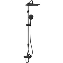 Adell Mode S Rain Duş Sistemi + Lento Banyo Bataryası 2 Parça Set – Mat Siyah