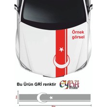 Sticker GRİ Ön Kaput Ay Yıldız Şerit Sticker - Oto Sticker 118X20CM