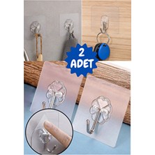 2 Adet Ultra Güçlü Şeffaf Yapışkanlı Askı –duvar Kancası – Mutfak, Banyo, Kapı, Dolap ve Havlu Askı