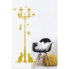 Sokak Lambası Kuşlar ve Kediler Duvar Sticker - Home Sticker - Duvar Sticker 115X50