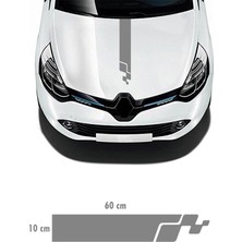 Renault Clio Rs Kaput Şerit Sticker - Oto Sticker - Araba Sticker - 60X14CM