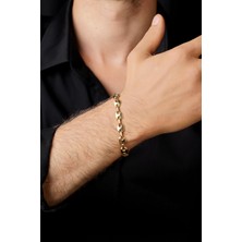 14 Ayar Altın Oval Desenli Erkek Bileklik