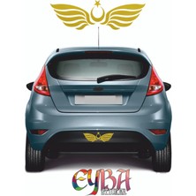 Ay Yıldız Kanatlı Türk Bayrağı 30X6 cm Oto Kapı Cam Kaput Sticker