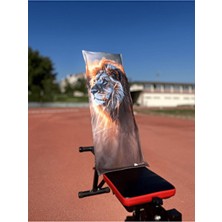 Oxium Bear Pamuklu Nesil Aslan Kral Hızlı Kuruyan Mikrofiber Fitness Spor Havlusu - Dijital Baskılı Siyah