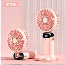 Mini Klima 5 Kademeli Şarjlı Taşınabilir Dijital LED Göstergeli El Fanı Vantilatör (Pembe)