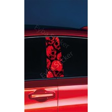 Araç Kapı Direk Kaplama Folyosu Kırmızı Kurufa Desenli DRK11 (Sağ Sol Takım) (2 Adet) - 22X50 cm