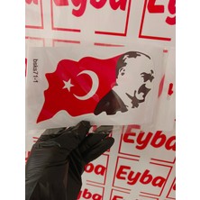 Atatürk ve Bayrak 12X18 cm Baskes 1 Adet Renkli Baskı Sticker, Bisiklet, Karavan,otomobil,çocuk