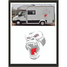 Goril Sticker 62*45CM 1 Adet Kong Kafatası - Oto Sticker - Kamp Sticker - Karavan Sticker