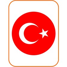 Ay Yıldız Oval Hilal Bayrak Oto Sticker 8x8 cm Kırmızı