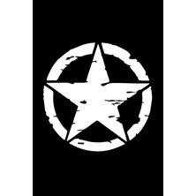 Army Yıldız Off Road Oto Sticker Beyaz 30X30 cm 2 Adet