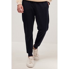 Tudors Erkek Regular Fit Klasik Kesim Beli Bağcıklı Jogger Cepli Lastikli Paça Lacivert Eşofman Altı