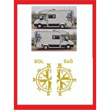 Pusula 2 Adet 48*28 cm Sağ-Sol Oto Sticker -Karavan Sticker- Kamp Sticker