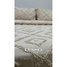 Lusso Stile Cappuccino Çift Kişilik Yatak Örtüsü 250X260 Geometrik Desen ve Şönil Malzeme Özellikleri