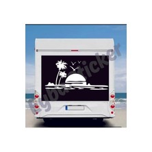 Deniz Palmiye Gün Batımı 118X55CM Karavan Kamp Sticker